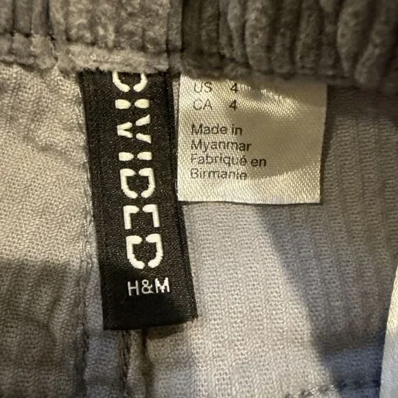 Divided Sz.4 Women's Corduroy Grey Pants 98% Cotton 2% Elastane NICE SOFT - Picture 7 of 12